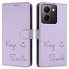 For vivo Y27S 4G Global Smile Embossing RFID Leather Phone Case(Light Purple) - 3