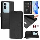 For vivo V29 5G Global / V29 Pro Smile Embossing RFID Leather Phone Case(Black) - 1