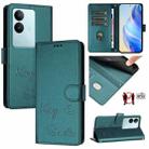 For vivo V29 5G Global / V29 Pro Smile Embossing RFID Leather Phone Case(Peacock Green) - 1