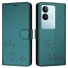 For vivo V29 5G Global / V29 Pro Smile Embossing RFID Leather Phone Case(Peacock Green) - 3