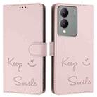 For vivo Y17S 4G Global Smile Embossing RFID Leather Phone Case(Pink) - 3