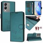 For vivo Y17S 4G Global Smile Embossing RFID Leather Phone Case(Peacock Green) - 1