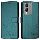 For vivo Y17S 4G Global Smile Embossing RFID Leather Phone Case(Peacock Green) - 3