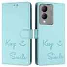 For vivo Y17S 5G India Smile Embossing RFID Leather Phone Case(Mint Green) - 3