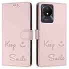 For vivo Y02A 4G / Y02 4G Smile Embossing RFID Leather Phone Case(Pink) - 3