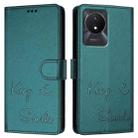 For vivo Y02A 4G / Y02 4G Smile Embossing RFID Leather Phone Case(Peacock Green) - 3