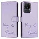 For vivo Y11 2023 / Y02T Smile Embossing RFID Leather Phone Case(Light Purple) - 3