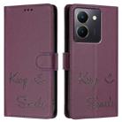 For vivo Y36 4G India Smile Embossing RFID Leather Phone Case(Violet) - 3