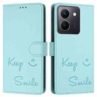 For vivo Y36 5G Global Smile Embossing RFID Leather Phone Case(Mint Green) - 3