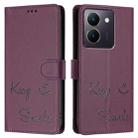 For vivo Y36 4G Global Smile Embossing RFID Leather Phone Case(Violet) - 3