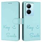 For vivo Y78+ 5G Global Smile Embossing RFID Leather Phone Case(Mint Green) - 3