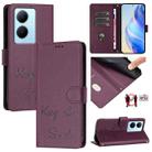 For vivo Y78+ 5G Global Smile Embossing RFID Leather Phone Case(Violet) - 1