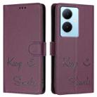 For vivo Y78+ 5G Global Smile Embossing RFID Leather Phone Case(Violet) - 3