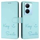 For vivo Y78 5G Global / V29 Lite Smile Embossing RFID Leather Phone Case(Mint Green) - 3