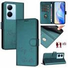 For vivo Y78 5G Global / V29 Lite Smile Embossing RFID Leather Phone Case(Peacock Green) - 1