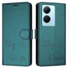 For vivo Y78 5G Global / V29 Lite Smile Embossing RFID Leather Phone Case(Peacock Green) - 3