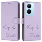 For vivo Y78 5G Global / V29 Lite Smile Embossing RFID Leather Phone Case(Light Purple) - 3