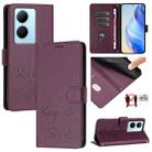 For vivo Y78 5G Global / V29 Lite Smile Embossing RFID Leather Phone Case(Violet) - 1