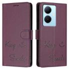 For vivo Y78 5G Global / V29 Lite Smile Embossing RFID Leather Phone Case(Violet) - 3