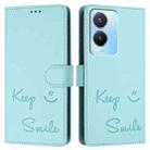 For vivo Y56 5G Global Smile Embossing RFID Leather Phone Case(Mint Green) - 3