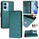 For vivo Y56 5G Global Smile Embossing RFID Leather Phone Case(Peacock Green) - 1