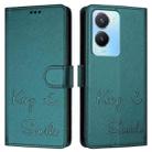 For vivo Y56 5G Global Smile Embossing RFID Leather Phone Case(Peacock Green) - 3