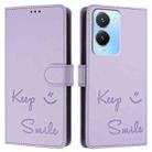 For vivo Y56 5G Global Smile Embossing RFID Leather Phone Case(Light Purple) - 3