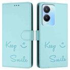 For vivo Y16 4G Global Smile Embossing RFID Leather Phone Case(Mint Green) - 3