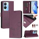 For vivo Y16 4G Global Smile Embossing RFID Leather Phone Case(Violet) - 1