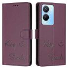 For vivo Y16 4G Global Smile Embossing RFID Leather Phone Case(Violet) - 3