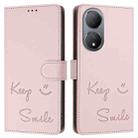 For vivo Y100 5G Global Smile Embossing RFID Leather Phone Case(Pink) - 3