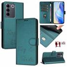 For vivo V27E 4G Global Smile Embossing RFID Leather Phone Case(Peacock Green) - 1