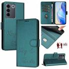 For vivo T2 4G Global Smile Embossing RFID Leather Phone Case(Peacock Green) - 1