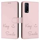 For vivo Y72 5G / iQOO Z3 / Y52 5G Smile Embossing RFID Leather Phone Case(Pink) - 3