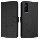 For vivo Y72 5G / iQOO Z3 / Y52 5G Smile Embossing RFID Leather Phone Case(Black) - 3