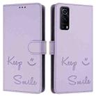 For vivo Y72 5G / iQOO Z3 / Y52 5G Smile Embossing RFID Leather Phone Case(Light Purple) - 3