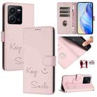 For vivo Y22S 4G Global Smile Embossing RFID Leather Phone Case(Pink) - 1