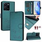 For vivo Y22S 4G Global Smile Embossing RFID Leather Phone Case(Peacock Green) - 1