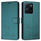 For vivo Y22S 4G Global Smile Embossing RFID Leather Phone Case(Peacock Green) - 3