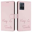 For vivo Y55 5G Global Smile Embossing RFID Leather Phone Case(Pink) - 3