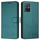 For vivo Y55 5G Global Smile Embossing RFID Leather Phone Case(Peacock Green) - 3