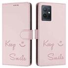 For vivo Y75 5G Global Smile Embossing RFID Leather Phone Case(Pink) - 3