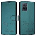 For vivo Y75 5G Global Smile Embossing RFID Leather Phone Case(Peacock Green) - 3