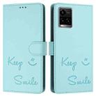 For vivo Y33S 4G Global Smile Embossing RFID Leather Phone Case(Mint Green) - 3