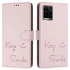 For vivo Y21 2021 / Y21S / Y21T Smile Embossing RFID Leather Phone Case(Pink) - 3