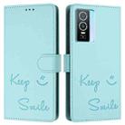 For vivo Y76 5G Smile Embossing RFID Leather Phone Case(Mint Green) - 3