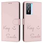 For vivo Y76 5G Smile Embossing RFID Leather Phone Case(Pink) - 3