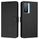 For vivo Y76 5G Smile Embossing RFID Leather Phone Case(Black) - 3