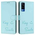 For vivo Y51 2020 India Smile Embossing RFID Leather Phone Case(Mint Green) - 3