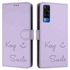 For vivo Y51 2020 India Smile Embossing RFID Leather Phone Case(Light Purple) - 3